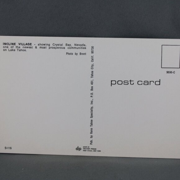 Vintage Postcard - View of Crystal Bay from Incline Village - Dexter Press - Picture 2 of 3